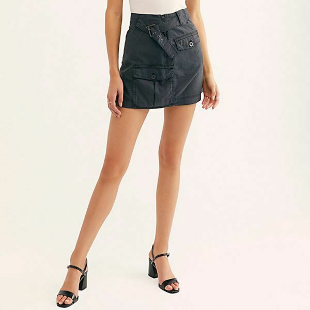 Free People Erika Utility Skirt Gray Cargo Mini - Picture 2 of 8